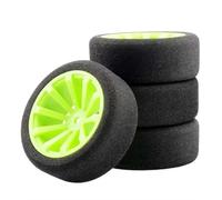 XAQRYQO Pneumatici per Auto RC per HSP per HPI 1/10 On-Road rc Cars 12mm Hex RC Auto da per Corsa Accessori 4 Pezzi Set per Racing Foam Tire Wheel Rim(Green)
