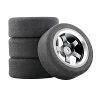 XAQRYQO Pneumatici per Auto RC per HSP per HPI 1/10 On-Road rc Cars 12mm Hex RC per Auto da per Corsa Accessori 4 Pezzi Set per Racing Foam Tire Wheel Rim(Gray)