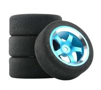 XAQRYQO Pneumatici per Auto RC per HSP per HPI 1/10 On-Road rc Cars 12mm Hex RC per Auto da per Corsa Accessori 4 Pezzi Set per Racing Foam Tire Wheel Rim(Blue)