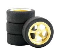 XAQRYQO RC Auto Pneumatici Ruota per HSP per HPI 1/10 12mm Hex RC per Accessori Auto da per Corsa Set 4 Pezzi per di Cerchi Schiuma Pneumatici per(Yellow)