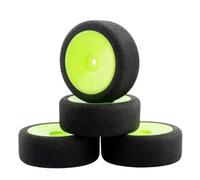 XAQRYQO RC Auto Pneumatici Ruota per HSP per HPI 12mm Hex RC per Accessori Auto da per Corsa 4 Pezzi Set di Cerchi Schiuma su per Strada 1/10(Green)