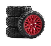 XAQRYQO Ruote e Pneumatici rc per Arrma 2S per Typhon per Grom 1/18 rc Car Upgrade Parts Accessori 4 Pezzi 67mm Pneumatico Gomma Esagonale da 12mm(Red)