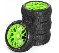 XAQRYQO Ruote e Pneumatici rc per ARRMA per Typhon per Talion per Traxxas per Redcat per Team VRX 1/8 RC Ricambi per Auto Fuoristrada 4 Pezzi Ruote da 110 Mm Pneumatici Esagonali 17(Green)