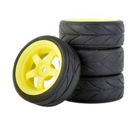 XAQRYQO Ruote e Pneumatici rc per HSP per HPI 6030-6081 1/10 RC On-Road Car Upgrade Parts Accessori per Corse 4 Pezzi Pneumatici Gomma Ruote Plastica(Yellow)