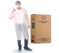 XARA Camice Monouso in Polietilene LDPE - Chiusura a Scatto - Pack 100 - Protezione e Comfort - Impermeabili - Taglia Unica - 146 x 114 CM - Colore Trasparente