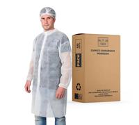 XARA Camice Monouso in TNT con Chiusura a Strappo da 35 g - Pack 50 - Camici Monouso - Traspirante e Resistente - Protezione e Igiene - Colore Bianco - Taglia unica XXL - 152X120 CM