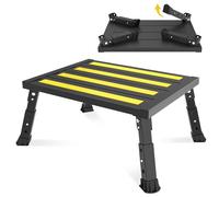 XARILK Gradino in alluminio regolabile per camper, pieghevole, supporta fino a 300 kg, piedini in gomma antiscivolo, facile da trasportare (nero)