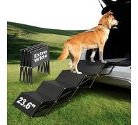 XARILK Rampa per cani extra larga da 60 cm, portatile, in alluminio a 5 passi, con superficie antiscivolo, supporta fino a 110 kg, extra large, per auto, SUV, letti alti e camion
