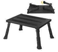 XARILK Sgabello pieghevole regolabile per camper, in alluminio resistente, con 3 livelli di altezza (19-24 cm), superficie antiscivolo, portatile, per roulotte, camper, anziani, animali domestici e