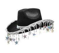 Xasbseulk Bling Cowboy - Cappelli da cowboy da donna, per feste | Retro Western Theme Cow, copricapo glitterato con nappe a cinque volte per donne