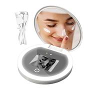 Xasbseulk Specchio compatto per il trucco, doppio lato, ingrandimento 2x, pieghevole, stile UV, portatile, intelligente, con LED dimmerabili, per viaggi, auto, bagno, accessorio tascabile per