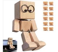 XAUXKERE Affascinante Piccola Figura In Legno Che Ondeggia Con 12 Espressioni Magnetiche, Figura In Legno Che Scuote I Piedi, Statuetta Di In Agitante Fatta A Mano, Decorazioni Per Cruscotto Auto (A)