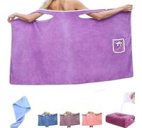 XAUXKERE Wearable After Shower Wrap For Women, 2-Button Design Four Seasons Bathrobe Skirt, Absorbent Bathing Skirt For Sauna Spa Shower, Bath Towels, Suitable For Home, Swimming, Beach-Purple