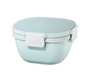 Xavax - Set “To go” per insalata con 3 compartimenti, con forchetta, 1400 ml, azzurro pastello/grigio