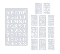 XAVSWRDE 12 Pz Stencil per Lettere in Plastica Stencil Alfabeto 17.8*10.2cm Stencil Lettere per Muro Riutilizzabili con Alfabeto e Numero Modelli di Disegno per Progetti Artistici Stencil di Pittura