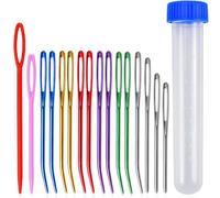 XAVSWRDE Set di Aghi per Filato,Aghi Smussati a Occhi Grandi,Aghi Piegati per Tappezzeria,Aghi per Arazzo Piegati Colorati con Cruna Larga Aghi da Cucito in Plastica per Lavorare a Maglia