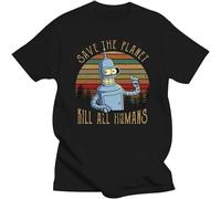 XAWHIS Save The Planet Kill all Humans T-Shirt Black L