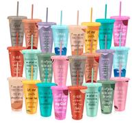 Xaztr Confezione da 24 bicchieri cristiani con coperchio, 710 ml, bicchieri in plastica riutilizzabili con versi della Bibbia, bicchieri ispiratori per la fede, set regalo per chiesa, donne, amici