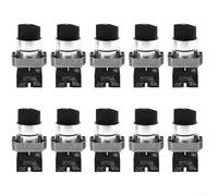 XB2-BD33 Interruttore rotativo a tre posizioni, confezione da 10 pezzi, in lega di alluminio, autobloccante, ripristino, controllo ON-OFF-ON, nero, 22 mm, montaggio a pannello per apparecchiature