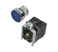 XB4BW36B5 Interruttore: Pressione 22mm Asta.Pos: 1 NC + NO LED blu 24V IP66...