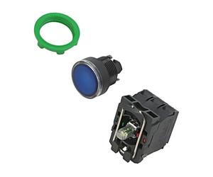 XB5AW36B5 Interruttore: Pressione 22mm Asta.Pos: 1 NC + NO blu LED 24V IP66 S...