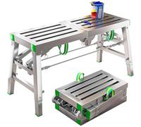 XBDLYQBD Piattaforma di Lavoro Pieghevole, capacità di carico 400 kg - Portatile, ponteggio Regolabile in Altezza, Sgabello in Alluminio, Scala Multiuso