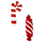 Xbemkste 2 cuscini natalizi con bastoncini di zucchero, colore rosso, decorazione natalizia, cuscino di peluche Candy Cane Pillow, morbido cuscino per divano, letto, divano, decorazione per la casa (B