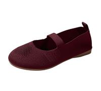 Xbemkste Ballerine da donna con cinghia, piatte e comode, scarpe da passeggio, scarpe rotonde, per il tempo libero, traspiranti, design leggero a maglia per eleganza e comfort, Vino, 38.5 EU