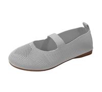 Xbemkste Ballerine da donna con cinghia, piatte e comode, scarpe da passeggio, scarpe rotonde, per il tempo libero, traspiranti, design leggero a maglia per eleganza e comfort, grigio., 40.5 EU