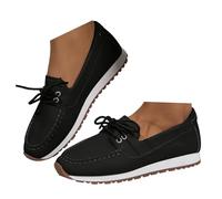 Xbemkste Loafer - Scarpe da donna in pelle traspirante, per il tempo libero, comode, basse, leggere, per il lavoro, tutti i giorni, Nero , 36 EU