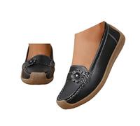 Xbemkste Loafer - Slip da donna con fiori, comodi, per il tempo libero, eleganti, leggere, per l'ufficio, tutti i giorni, Nero , 40.5 EU