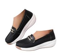 Xbemkste Loafer - Slip da donna con plateau, con suola morbida, leggere, eleganti, per il tempo libero, per l'ufficio, tutti i giorni, Nero , 37.5 EU