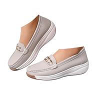 Xbemkste Loafer - Slip da donna con plateau, con suola morbida, leggere, eleganti, per il tempo libero, per l'ufficio, tutti i giorni, grigio., 39 EU
