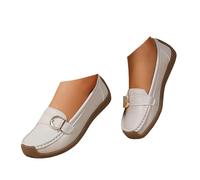 Xbemkste Mocassini da donna con fibbia in metallo, eleganti scarpe da lavoro, scarpe da lavoro, comode, per il tempo libero, per l'ufficio, tutti i giorni, grigio chiaro., 38.5 EU