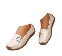 Xbemkste Mocassini da donna con fibbia in metallo, eleganti scarpe da lavoro, scarpe da lavoro, comode, per il tempo libero, per l'ufficio, tutti i giorni, beige., 42 EU