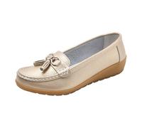 Xbemkste Mocassini - Pantofole da donna da infilare, comode scarpe basse, scarpe da guida all'aperto, scarpe basse da donna, gold, 39 EU