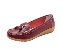 Xbemkste Mocassini - Pantofole da donna da infilare, comode scarpe basse, scarpe da guida all'aperto, scarpe basse da donna, Vino, 37.5 EU