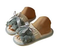 Xbemkste Pantofole da donna invernali, antiscivolo, con punta aperta, in peluche, morbide e morbide, delicate sulla pelle, per casa, camera da letto, grigio., 39 EU