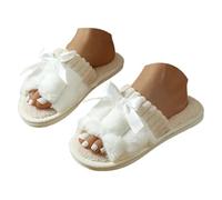 Xbemkste Pantofole da donna invernali, antiscivolo, con punta aperta, in peluche, morbide e morbide, delicate sulla pelle, per casa, camera da letto, bianco, 40.5 EU