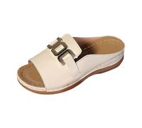 Xbemkste Sandali da donna una parola obliqua con fondo spesso Sandali comodi centinaia sandali da spiaggia leggeri sandali estivi, beige., 39 EU