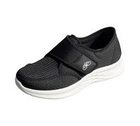 Xbemkste Scarpe da corsa da donna anziana, maglia leggera, suola morbida, vestibilità lenta del piede, abbigliamento casual, comode scarpe da ginnastica da donna, Nero , 38.5 EU