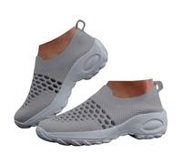 Xbemkste Scarpe da corsa da donna, in rete, scarpe da ginnastica, traspiranti, comode da camminare, leggere, per attività all'aria aperta, grigio., 37 EU