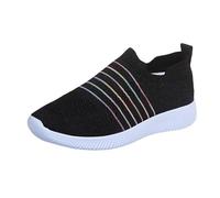 Xbemkste Scarpe da corsa da donna, per il tempo libero, slip on lazy, sneakers con suola morbida, mocassini da donna, Nero , 37.5 EU
