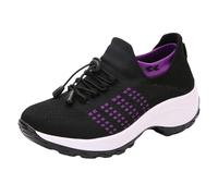 Xbemkste Scarpe da donna comode e leggere, da donna, slip-on, scarpe basse da trekking, scarpe sanitarie, Viola scuro, 36 EU