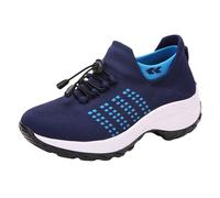 Xbemkste Scarpe da donna comode e leggere, da donna, slip-on, scarpe basse da trekking, scarpe sanitarie, Blu scuro, 42 EU