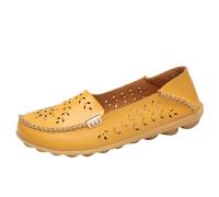Xbemkste Scarpe da donna eleganti, corti, in pelle, con tacchi alti, alla moda, con cerniera, da donna, giallo., 37.5 EU