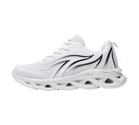Xbemkste Scarpe da ginnastica da uomo, alla moda, con lacci, in rete, traspiranti, leggere, casual, alla moda, da uomo, bianco, 40 EU