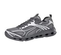 Xbemkste Scarpe da uomo con motivo alla moda, minimalista, rete colorata, traspiranti, comode, antiscivolo, per sport all'aria aperta, per il tempo libero, con plateau, grigio scuro, 43 EU