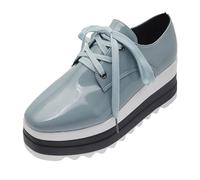 Xbemkste Scarpe estive da donna con suola spessa, scarpe da donna per aumentare la statura, scarpe in pelle alla moda, allacciatura a bocca piatta, scarpe casual da palestra da donna, Blu, 39 EU