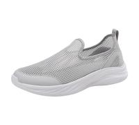 Xbemkste Scarpe estive uomo modello alla moda maglia cava tinta unita semplice traspirante confortevole quattro stagioni scarpe casual scarpe fitness palestra uomo, grigio chiaro., 40.5 EU